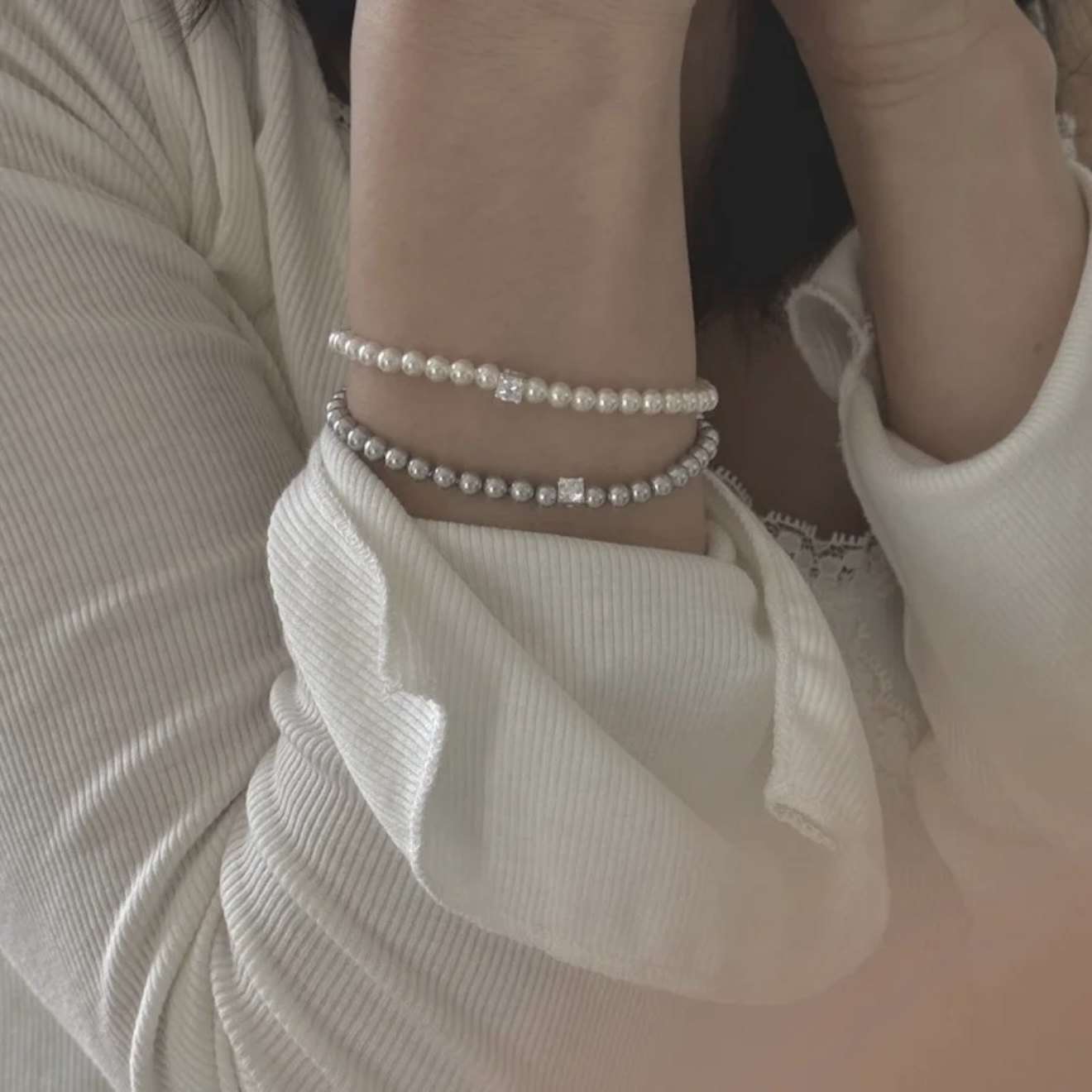 Dark colored pearl necklace