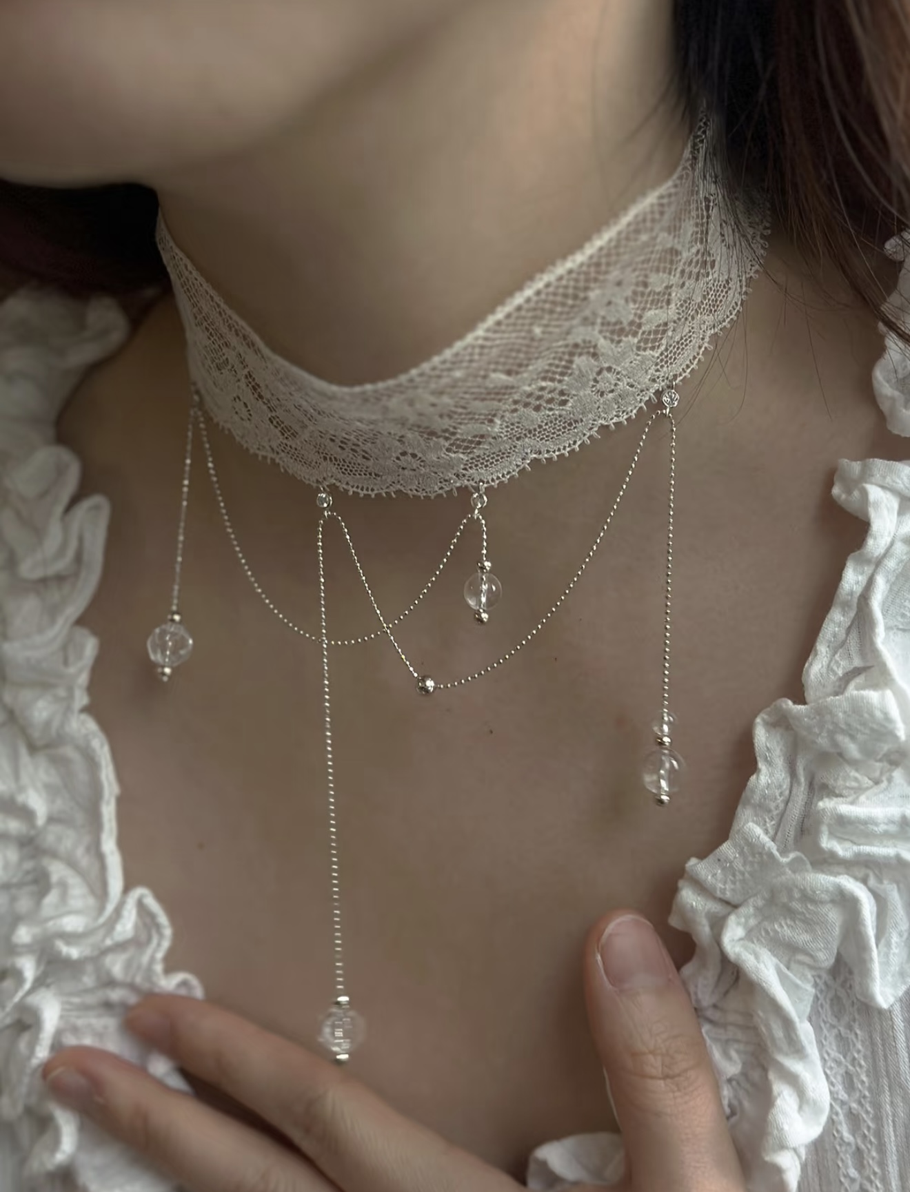 French Lace Pendant Chocker 