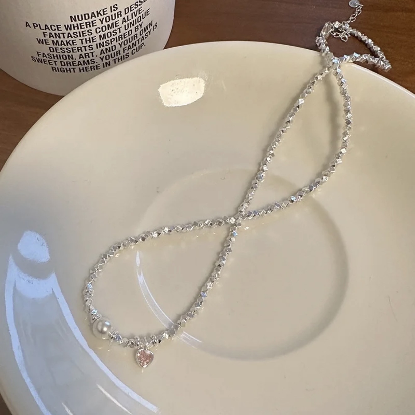 Pink heart shaped necklace